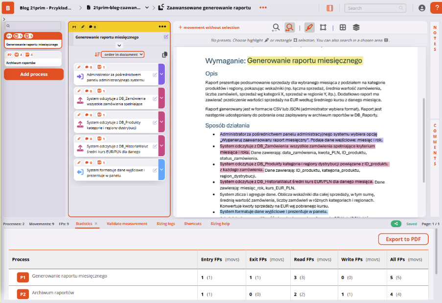 Przykładowe wymiarowanie w 21prim